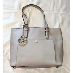 Michael Kors Jet Set Medium Saffiano Leather Tote Shoulder Bag Gray EUC
